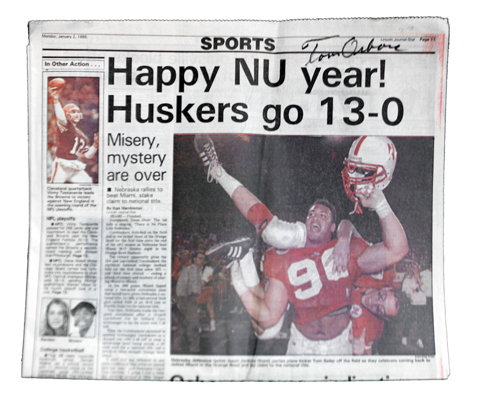 Lincoln Journal Star 1994 National Champs Osborne Signed Sports Section