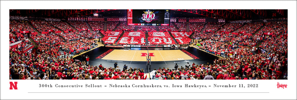 Poster Nebraska Volleyball 300th Consecutive Sellout Panorama