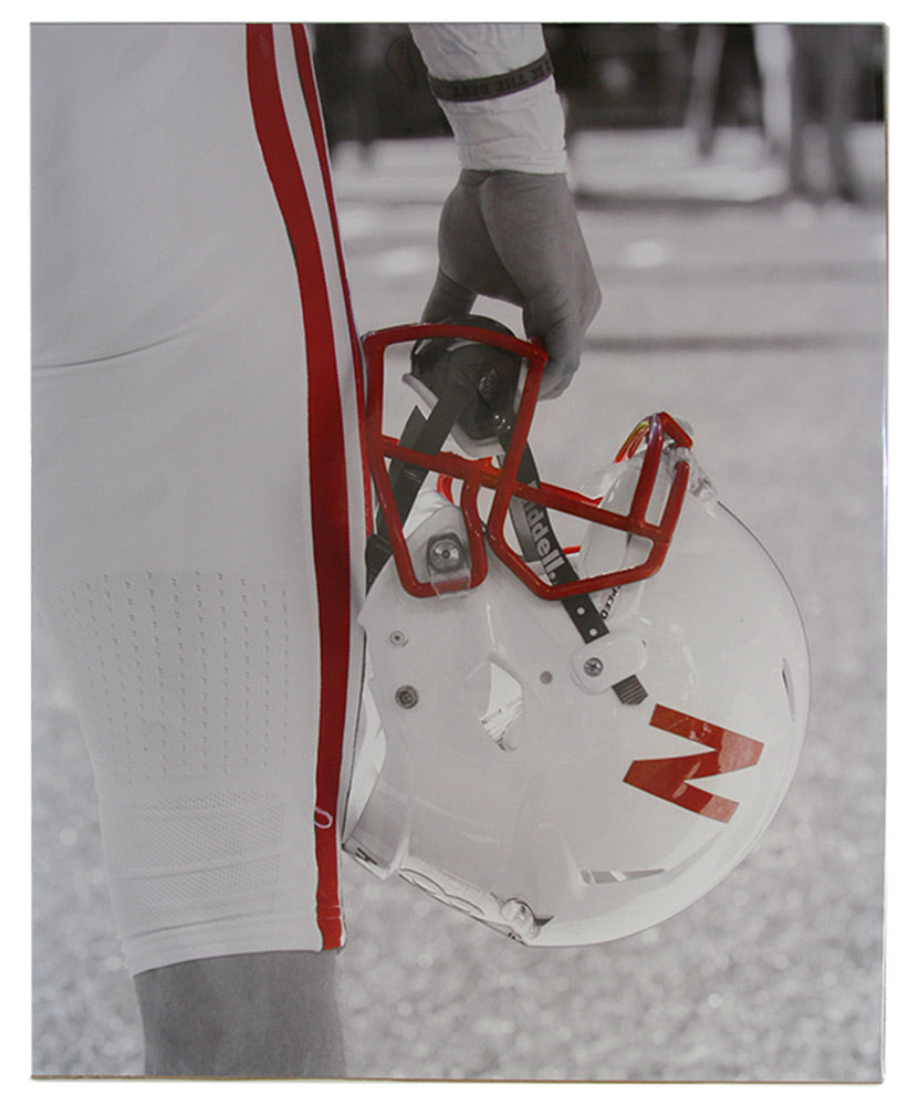 Hand Held Husker Helmet Photo
