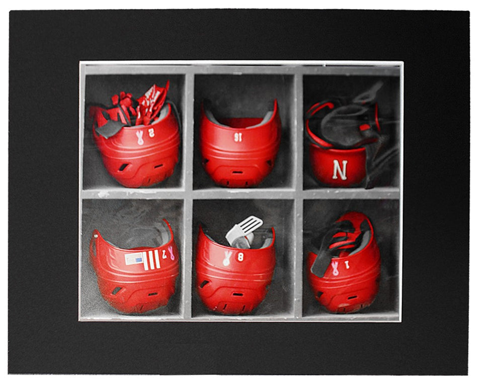 Nebraska Baseball Batting Helmet Matted Print