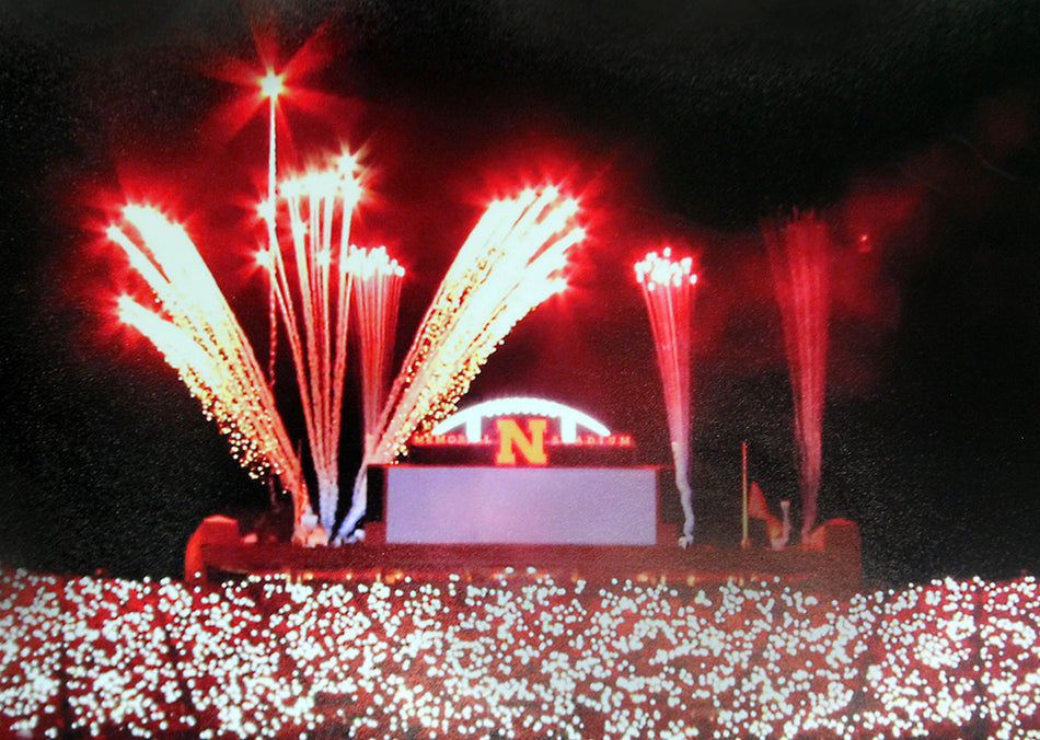 Nebraska Memorial Stadium Fireworks Pano Print