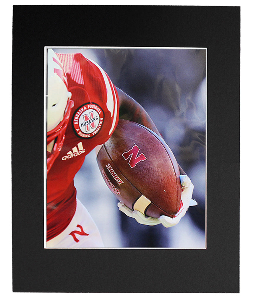 Husker Football Player Hold Matted Print
