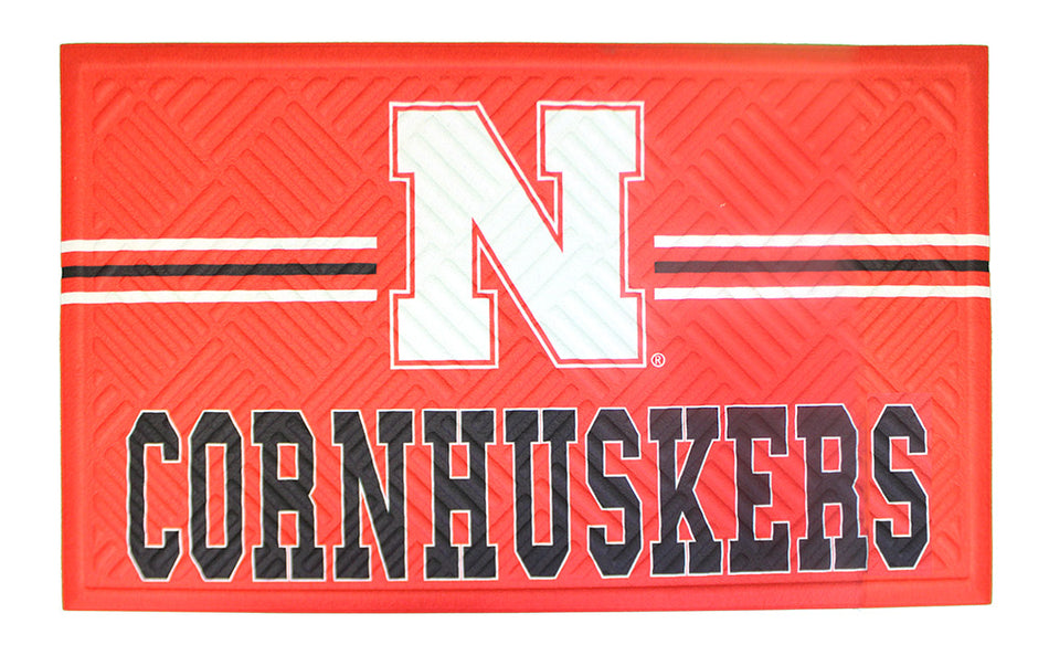 Nebraska Football Embossed Door Mat