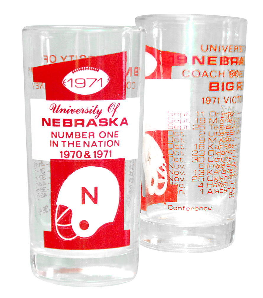 Cornhuskers 70-71 Back to Back Champs Glass