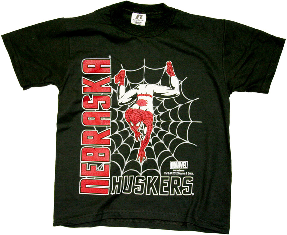 Black Nebraska Youth Spider-Man T-Shirt