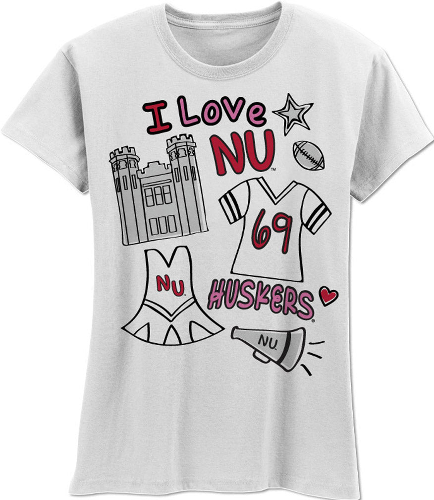 Young Ladies Husker Collage Tee