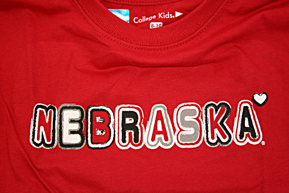 Girls Youth Long Sleeve Red Nebraska Tee