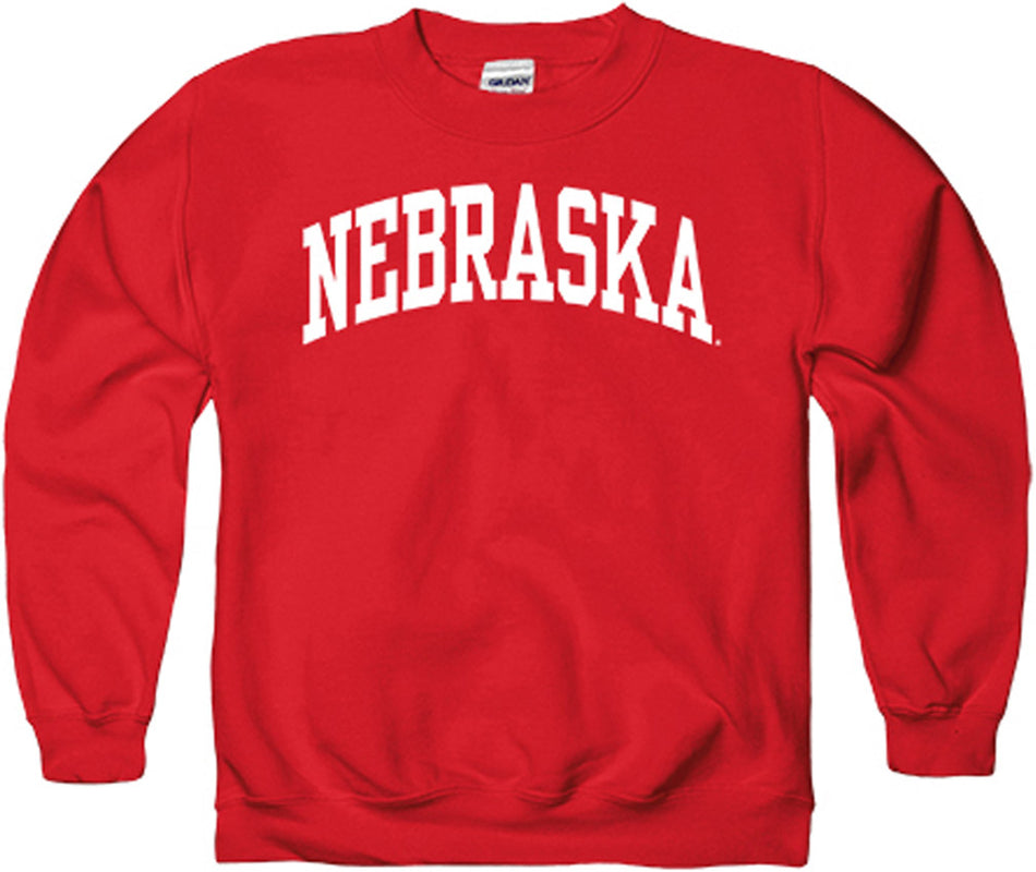 Youth Red Nebraska Prep Crew Sweatshirt