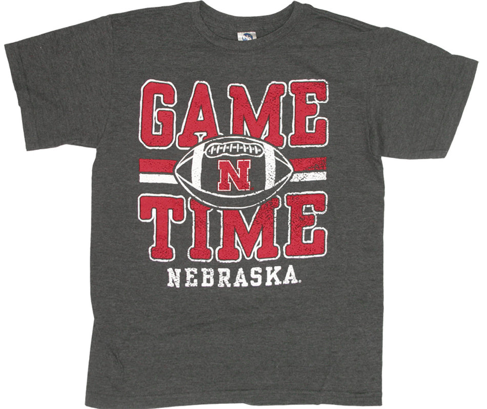 Youth Black Heather Game Time Football Tee