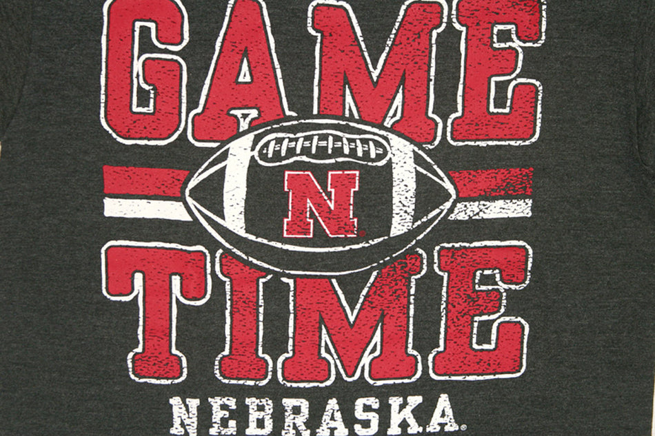 Youth Black Heather Game Time Football Tee