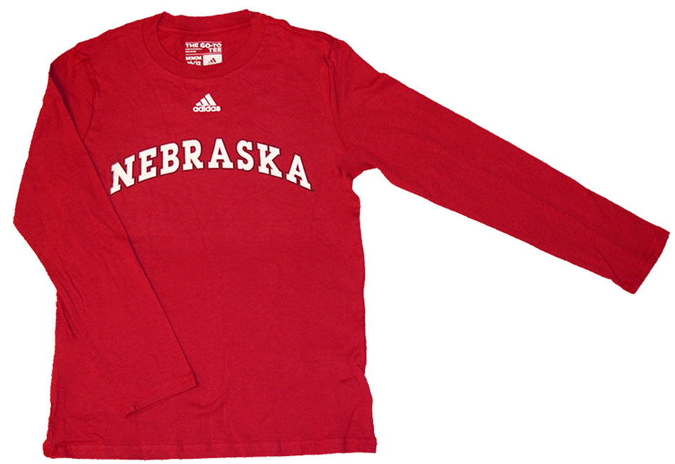 Youth Adidas Nebraska Team Font Arch Tee