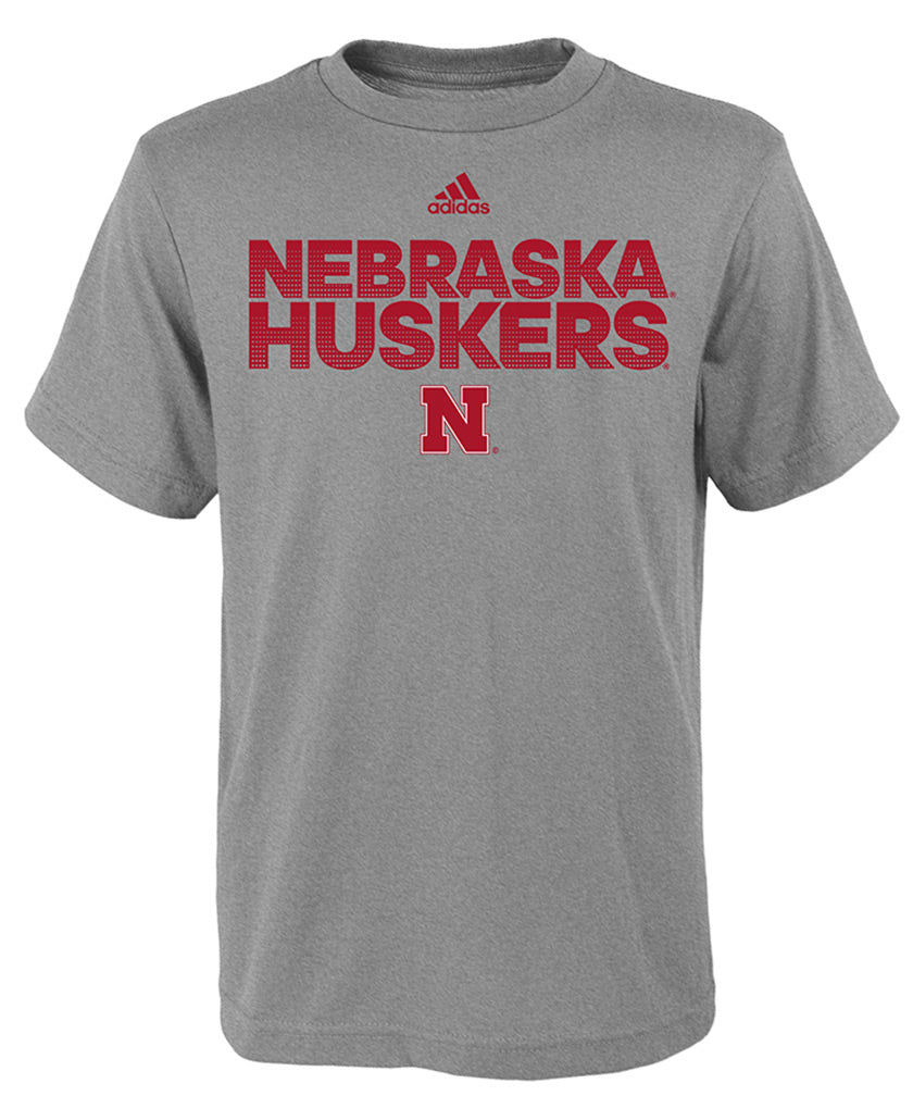 Adidas Gray Nebraska Husker Youth Sideline Tee
