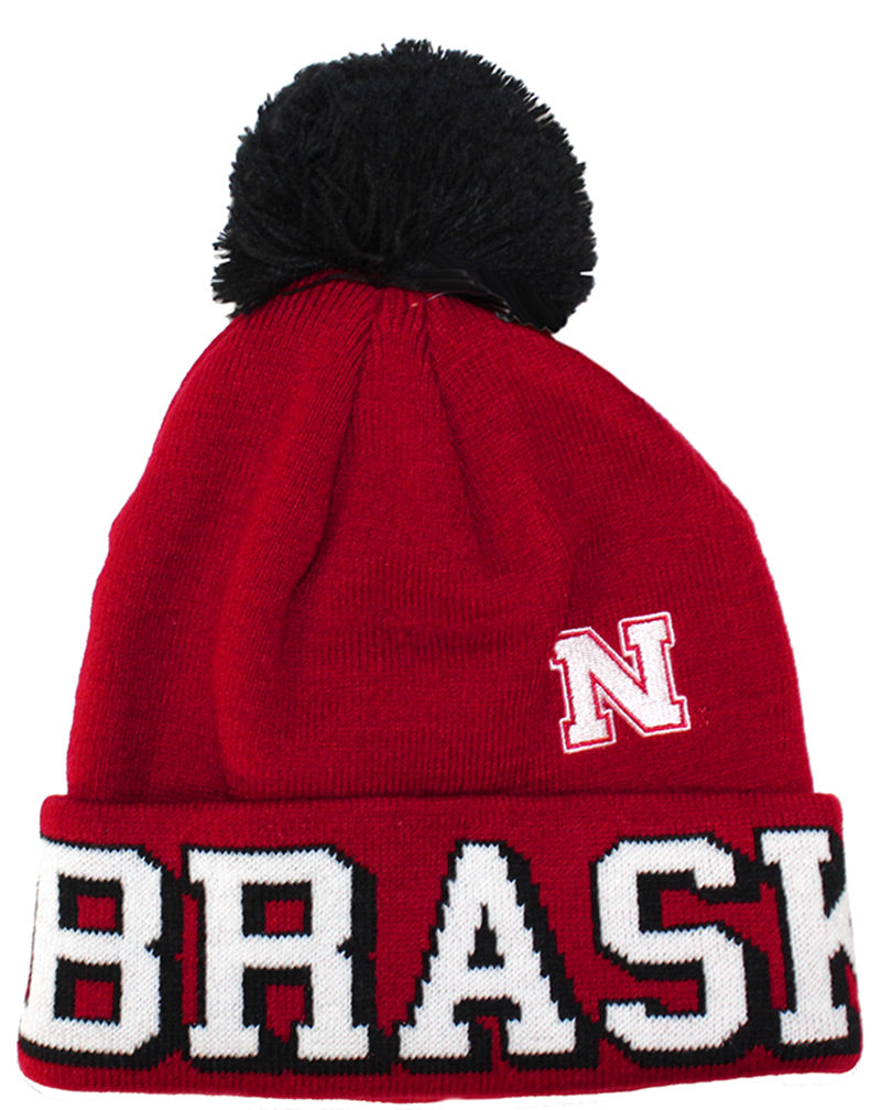 Adidas Youth Nebraska Cuffed Pom Noggin Sock