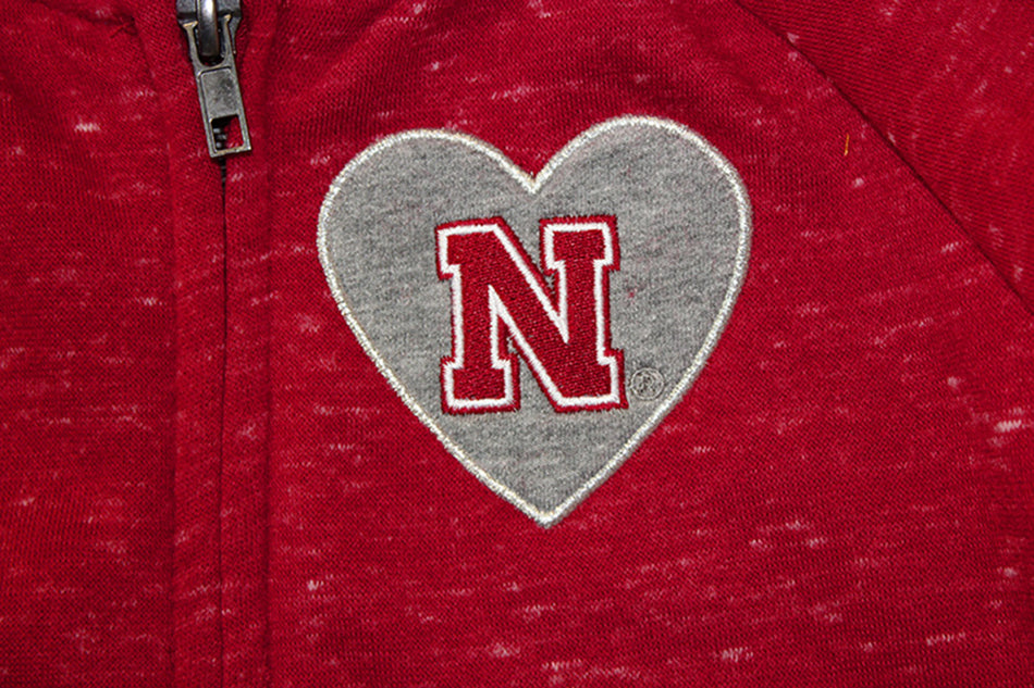Nebraska Young Ladies Heart N Full Zip Tai Hoodie