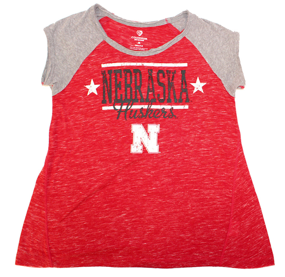 Youth Gals Husker Speckle N Stars Tee