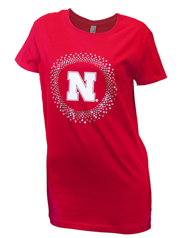 Youth Nebraska Rhinestone Circle Tee