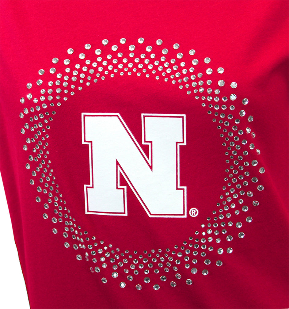 Youth Nebraska Rhinestone Circle Tee