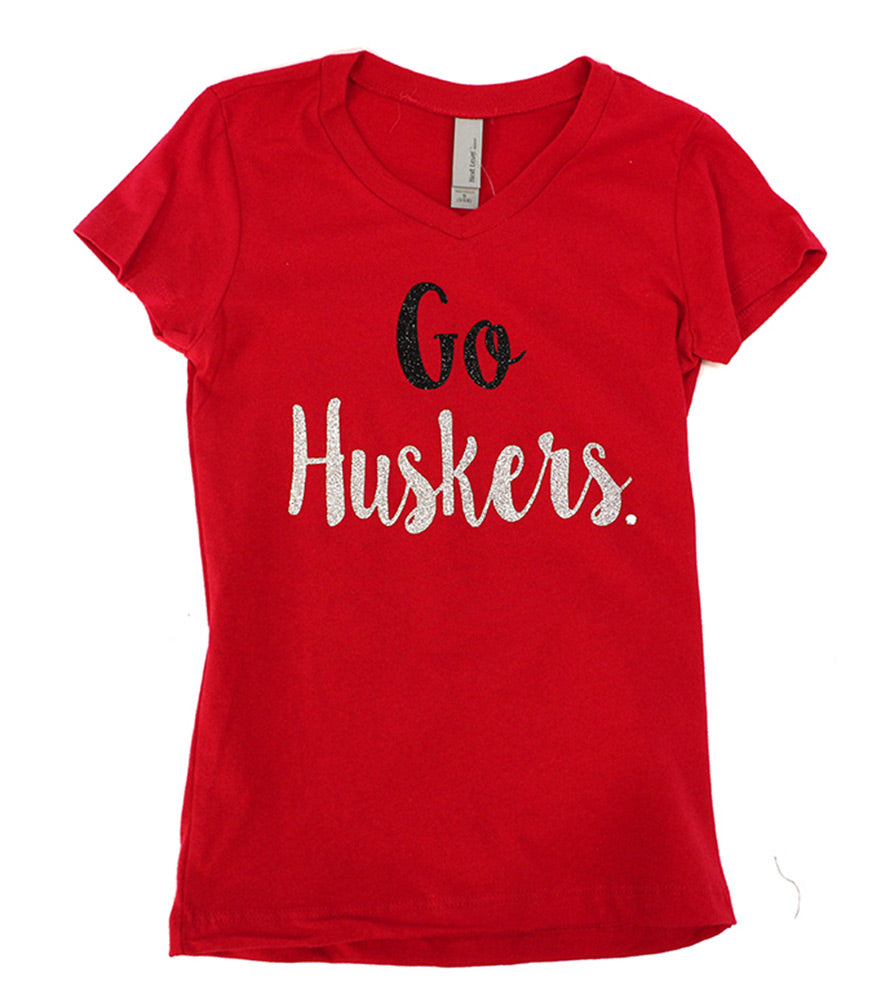 Husker Lass Peplum Glitter Tee