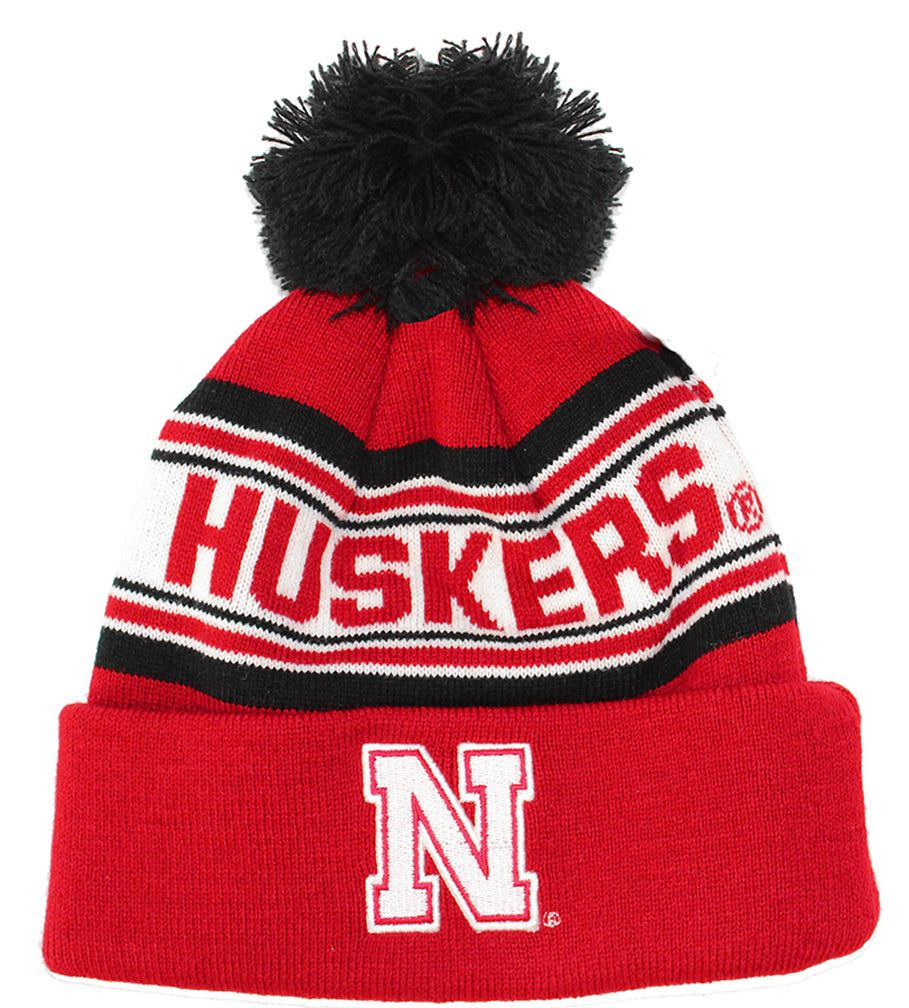 Adidas Youth Cuff Knit Nebraska Pom