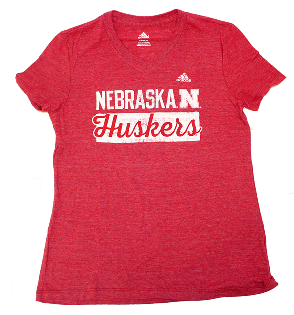 Adidas Girls Vneck Stack Huskers Bar Tee