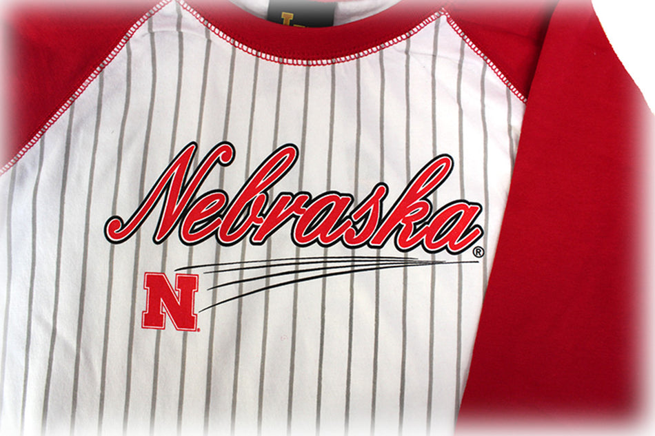 Nebraska Youth Pinstripe Baseball Tee