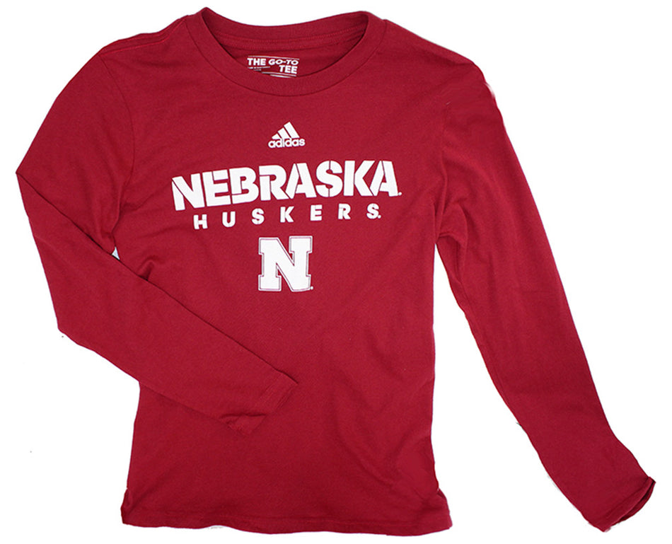 Adidas Nebraska Huskers LS Sideline Youth Tee