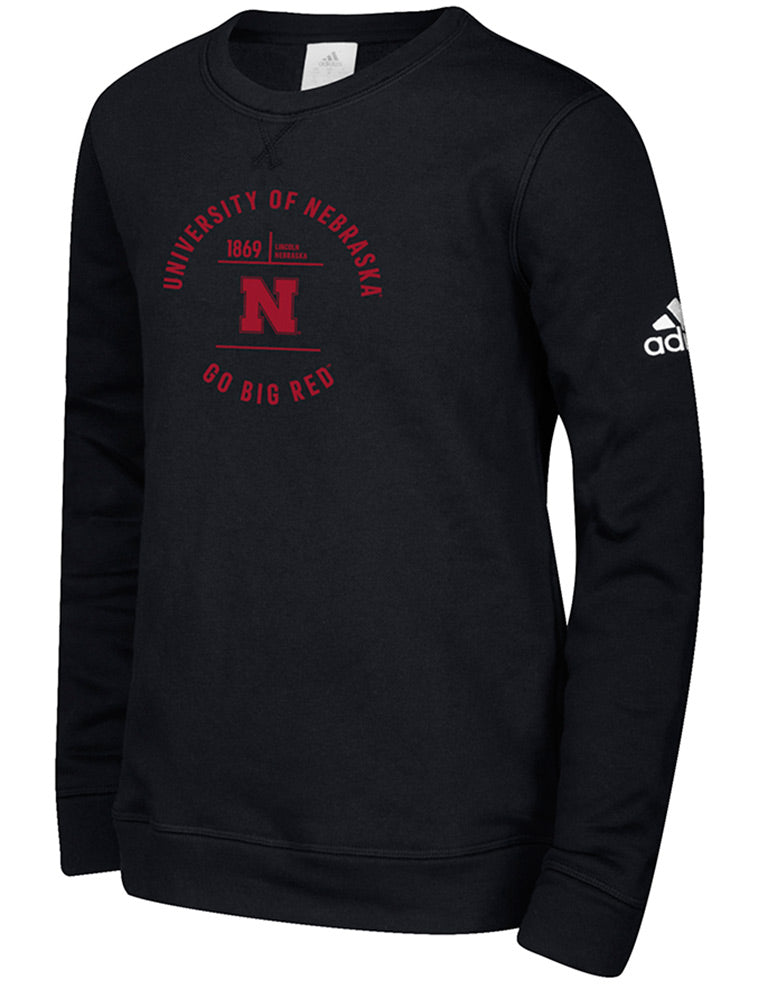 Adidas Youth University of Nebraska Fleece Crew Sweat