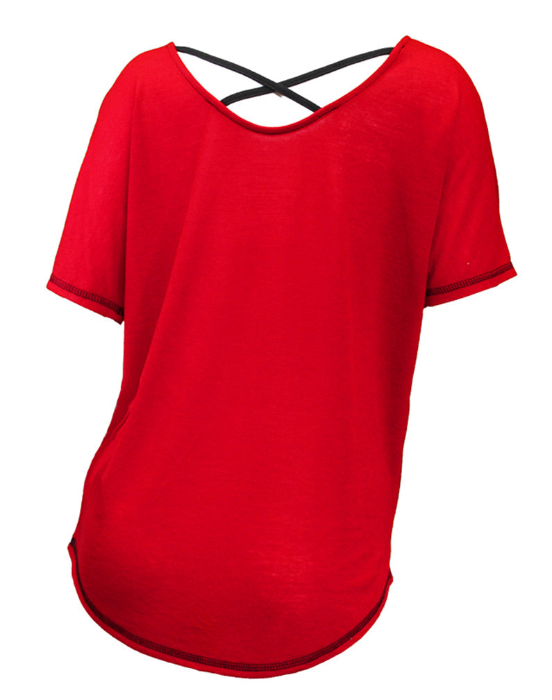 Huskers Youth Girls Dolman Criss Cross Tee