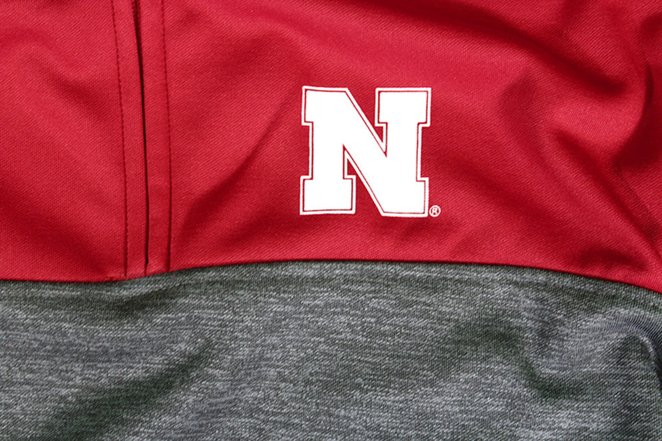 Nebraska Youth Colorblock Quarter Zip Hoodie