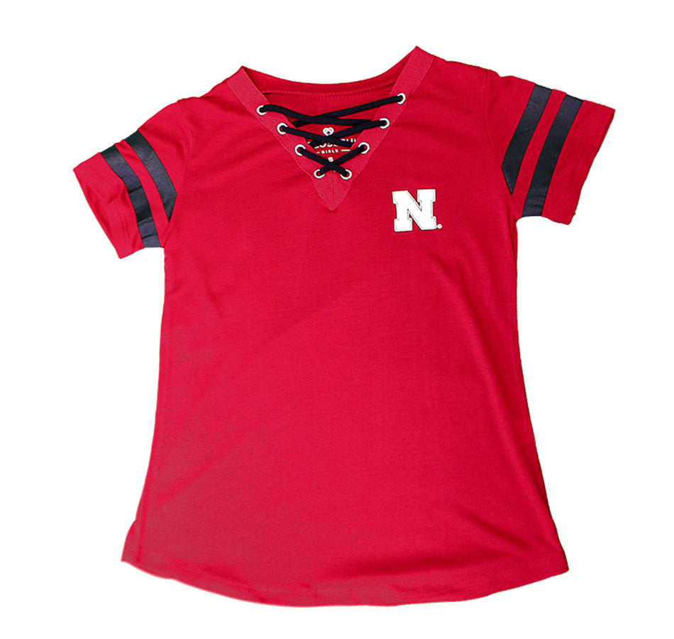 Youth Girls Lace Up Husker Tee