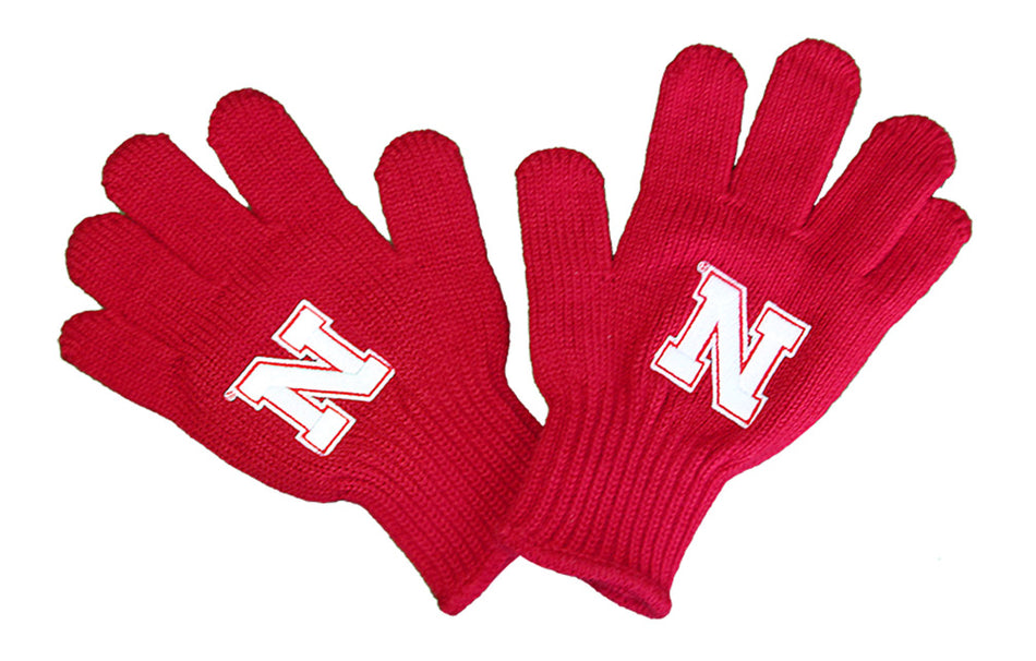 Youth Huskers Tailgate Knit Gloves