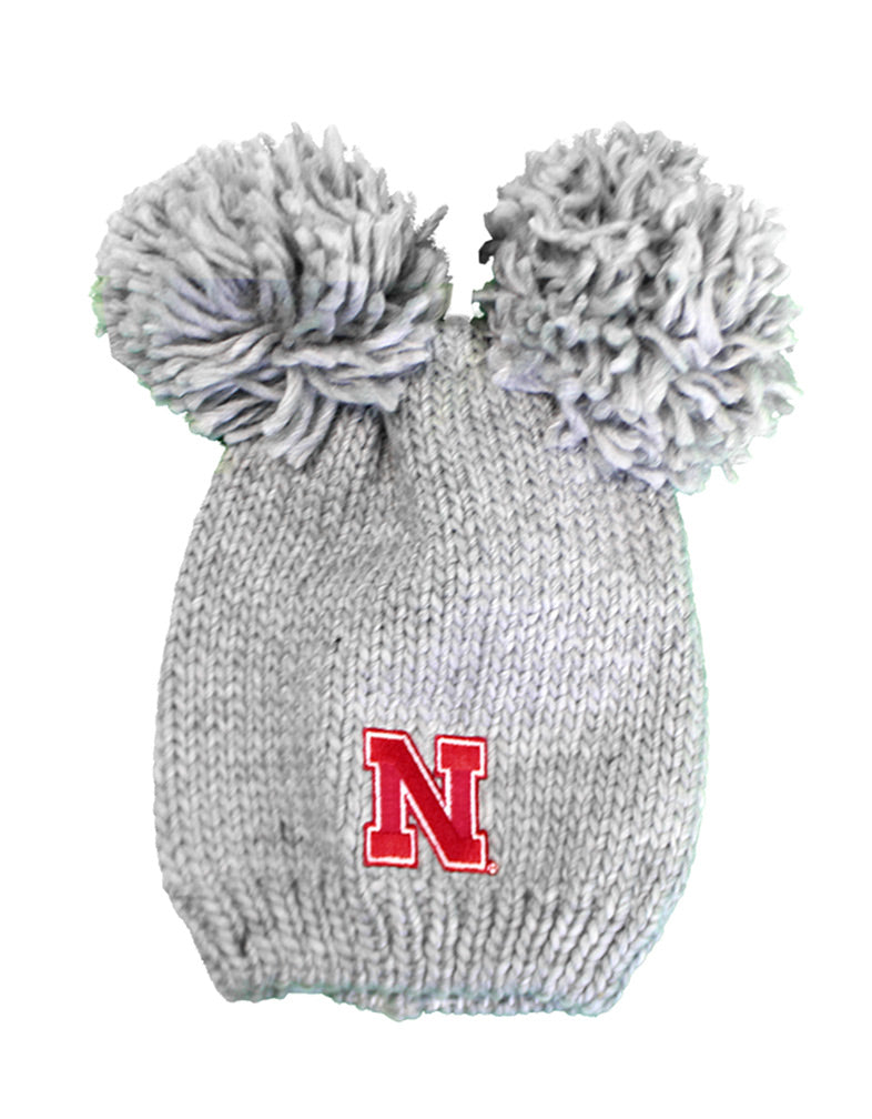 Youth Nebraska Double Pom Knit