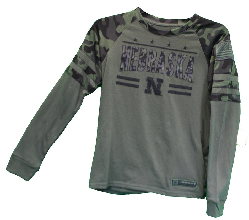Youth Camo Nebraska OHT LS Tee