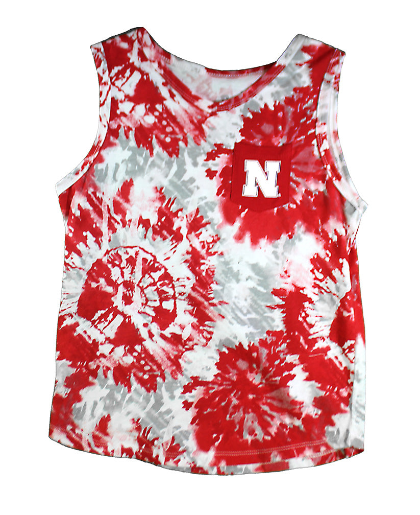 Youth Girls Nebraska Tie Dye Pocket Tank