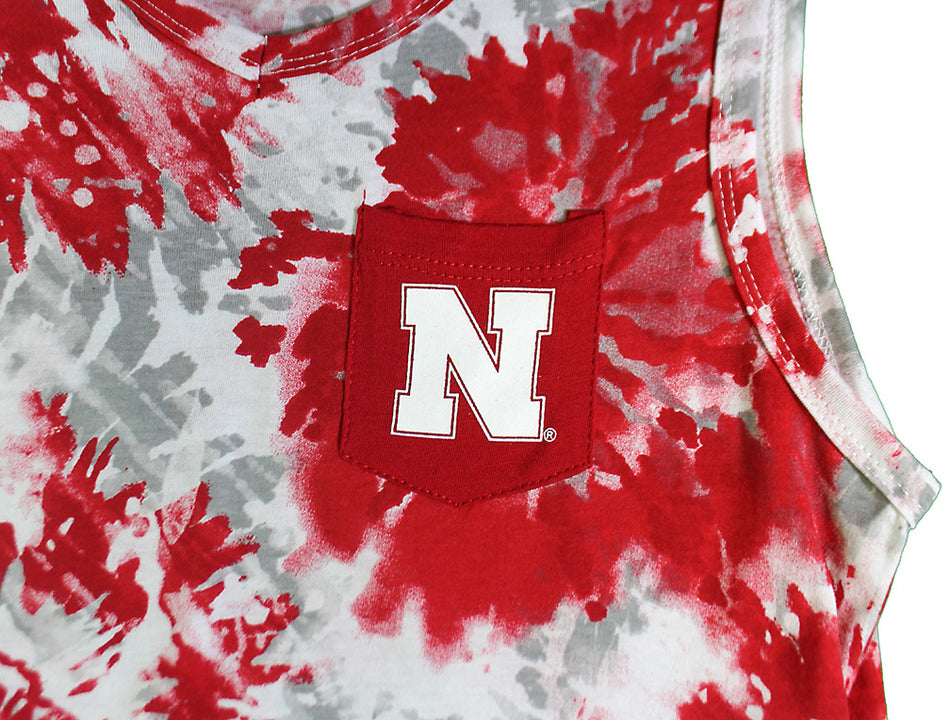 Youth Girls Nebraska Tie Dye Pocket Tank