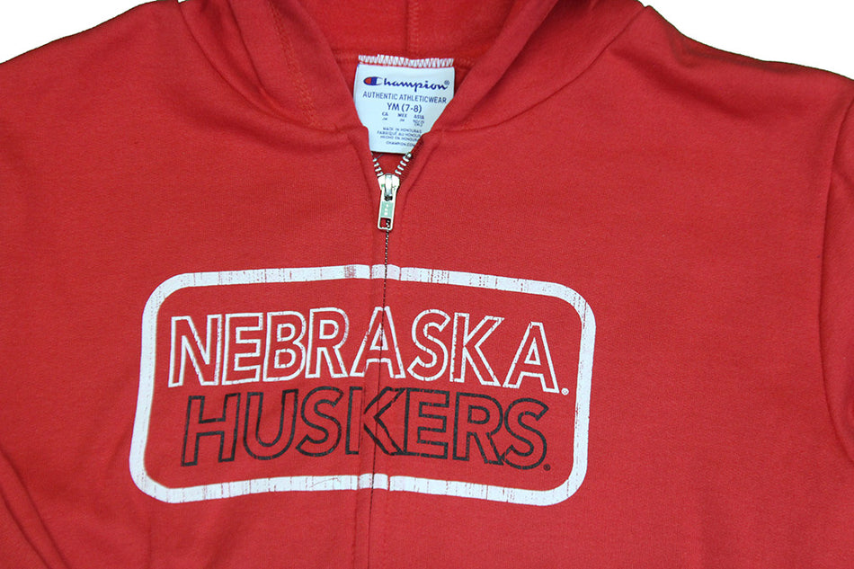 Youth Boys Nebraska Full Zip Hoodie Champion