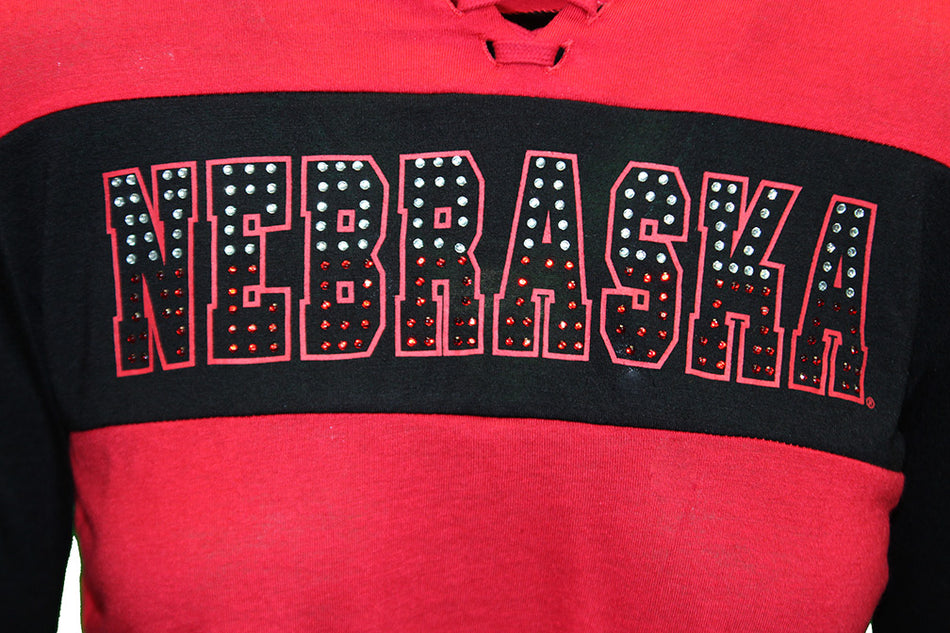 Youth Girls Blingy Nebraska LS Hooded Tee