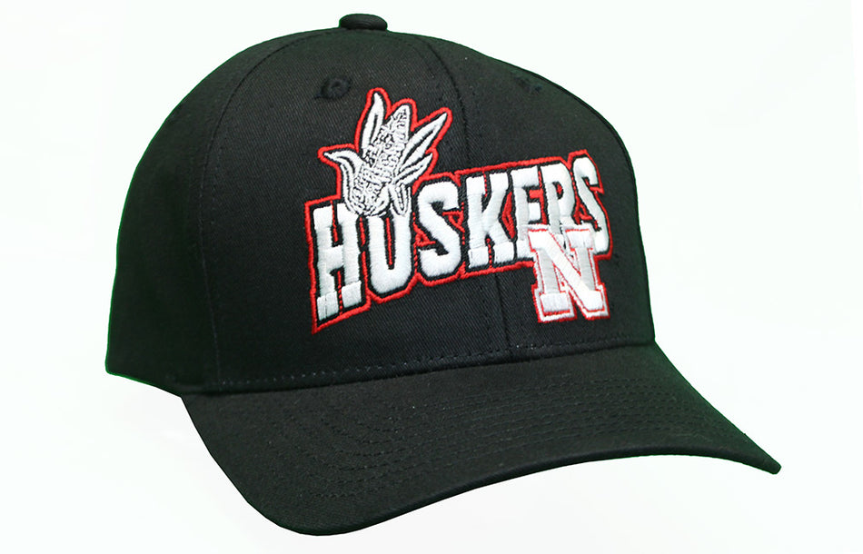 Youth Huskers Corn Twill Snapback - Black