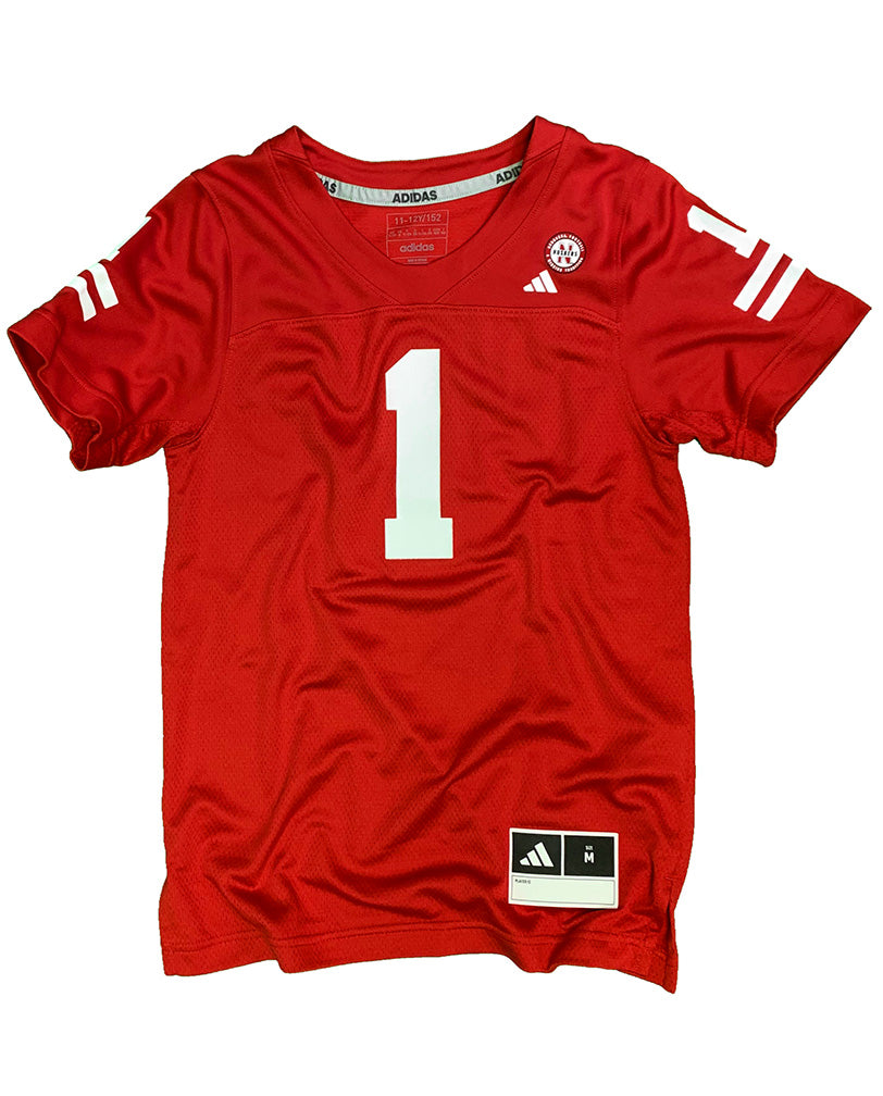 Adidas 2024 Youth Red no 1 Nebraska Football Replica Home Jersey
