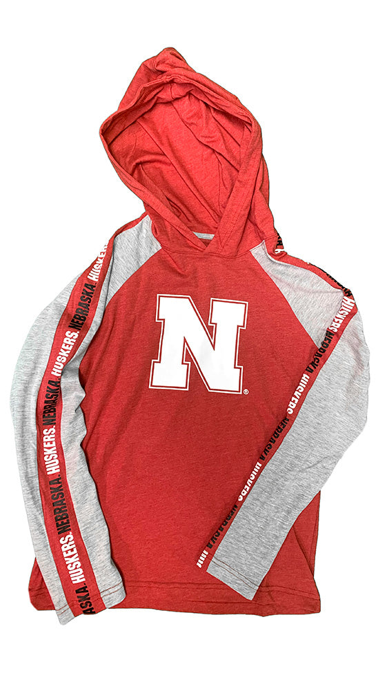 Youth Boys Nebraska Husker Starfighter LS Hooded Tee
