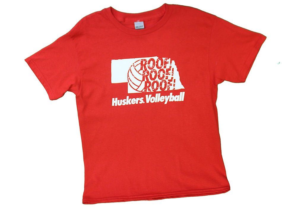 Youth Roof Roof Roof Huskers Volleyball Tee