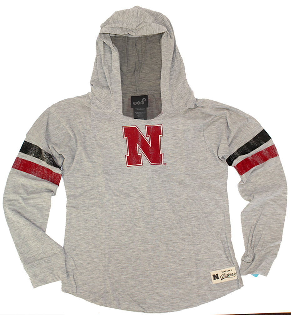 Adidas Nebraska Huskers Youth Slouchy Stripe Hoodie