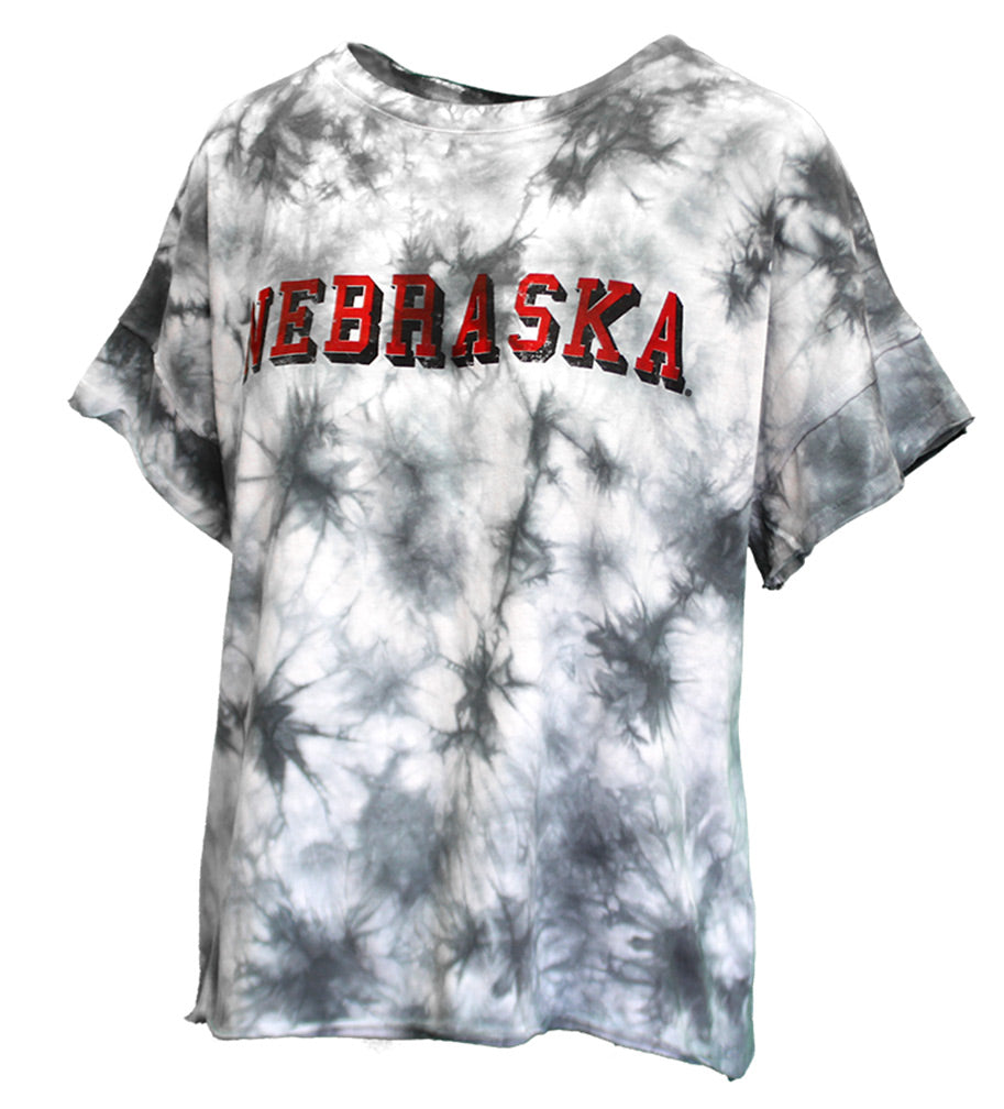 Slate Tie Dye Nebraska Slouchy Tee