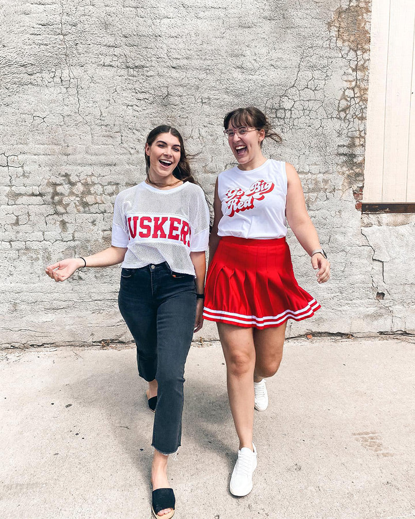 Husker Rah Rah White Stripe Hem Skirt