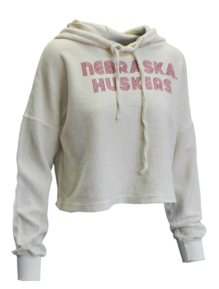 Womens Nebraska Corded Crop Hoodie