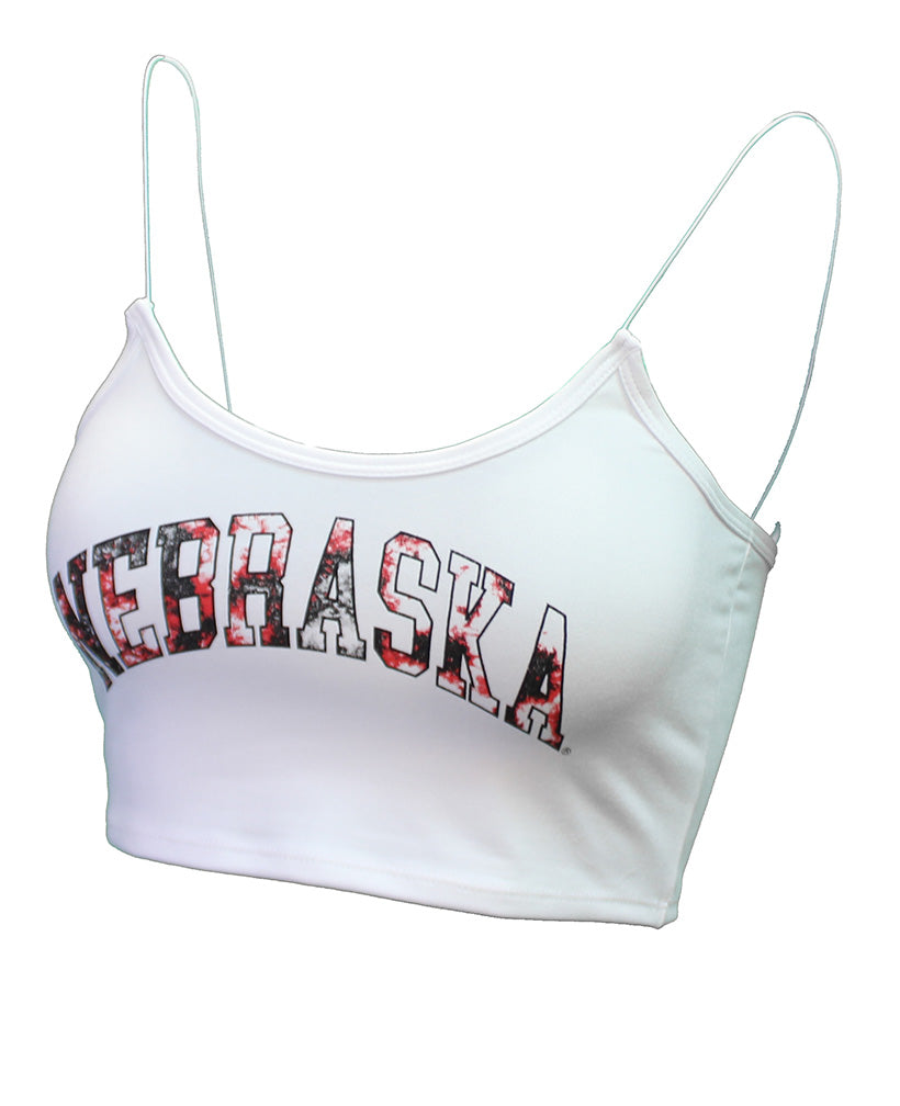 Ladies Nebraska Crop Skinny Strap Tank
