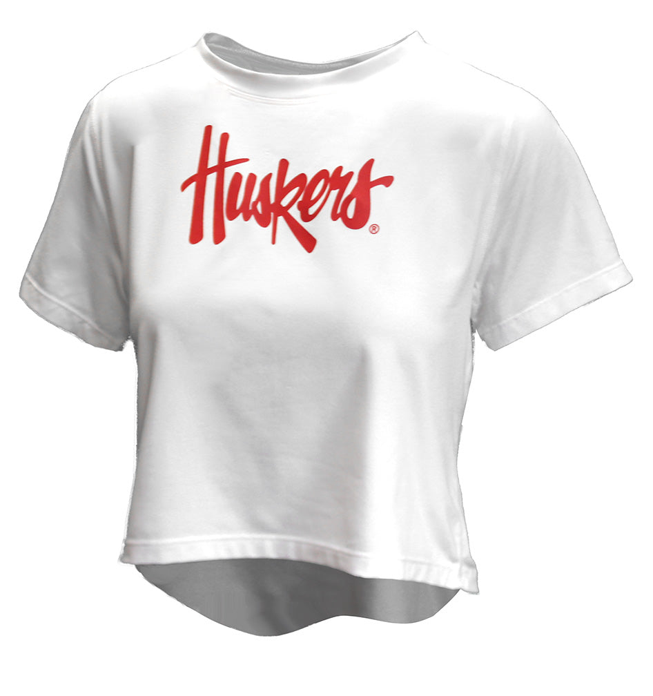Womens Huskers Milky Silk Crop - White