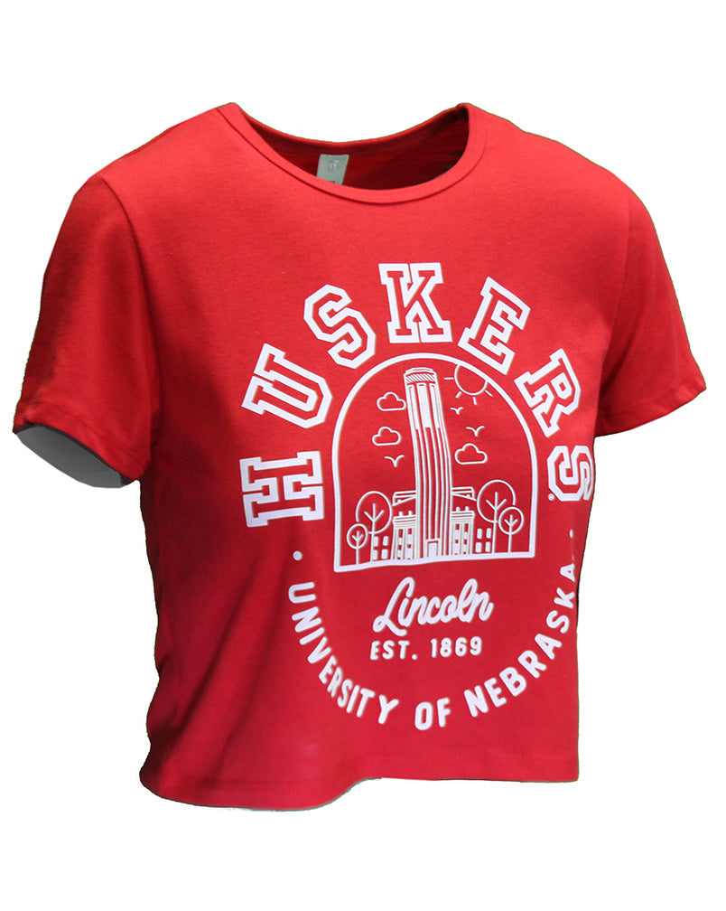 Womens U of N Iconic Campus Crop - Crimson