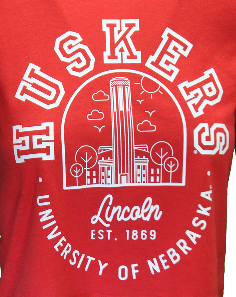 Womens U of N Iconic Campus Crop - Crimson