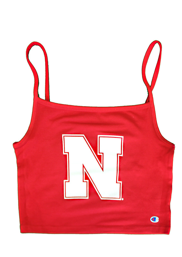 Womens Nebraska Fan Cropped Cami - Scarlet